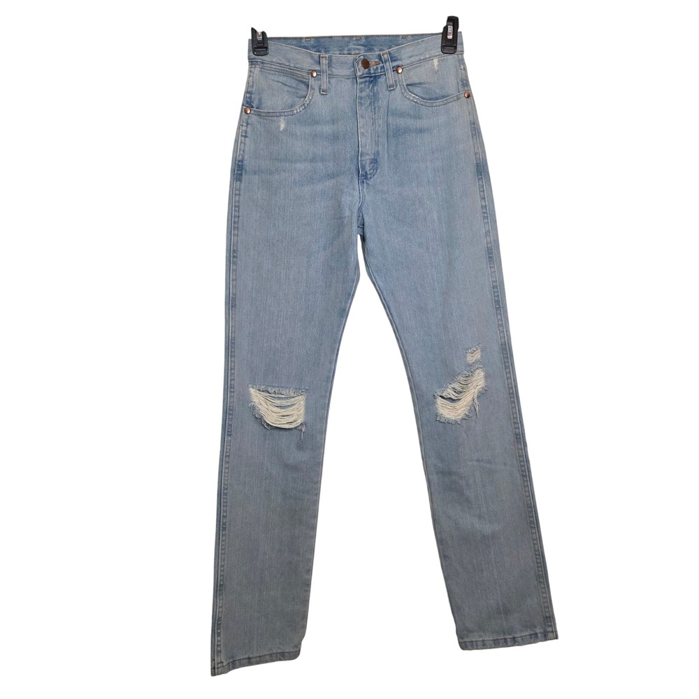 Wrangler Women's‎ Jeans Size 3X34 Light Wash Denim Ripped Distressed Y2K Preppy